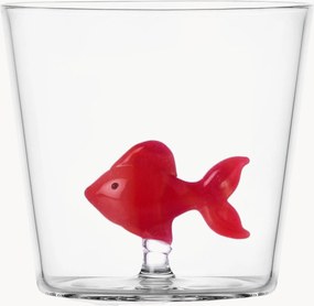 Bicchiere in vetro borosilicato fatto a mano Red Fish