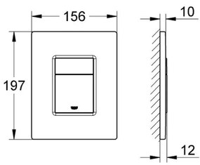 GROHE 38966KV0 - Pulsante di scarico EVEN 156 × 197 mm nero