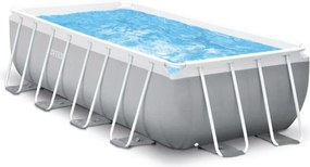 Intex - 26788NP – Piscina Fuori Terra Prisma Frame Rettangolare, Pompa Filtro 2006 L/h, Scaletta, 6836 l, Acciaio e pvc, Grigio, 400x200x100 cm
