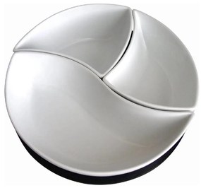 Set di 3 ciotole con vassoio TORO in ceramica e legno