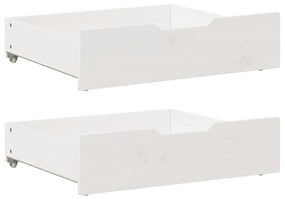 Cassettoni Da Letto 2 Pz Bianchi 75x55x16 Cm İn Legno Di Pino /