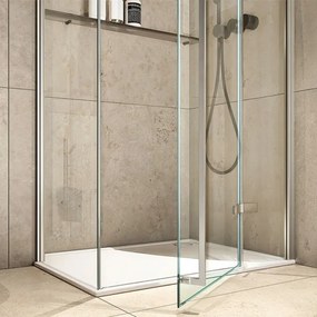 Box doccia angolare 70x90 con porta battente cristallo trasparente e profili cromati Nylo