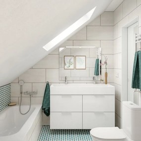 Mobile da bagno sospeso sotto lavabo L 120 x H 64 x P 48 cm bianco laccato lucido, 4 cassetti SENSEA Neo