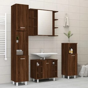 Set Mobili Da Bagno 4 Pz Rovere Marrone İn Legno Multistrato /