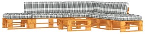 Set divani in pallet con cuscini 6 pz in pino impregnato miele