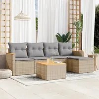 Set Divano da Giardino 6 pz con Cuscini Beige Misto Polyrattan 3225926