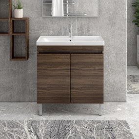 Mobile bagno a terra 80 cm lavabo integrato e due ante SV-80T - KAMALU