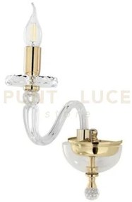 Applique bach 1 luce cristallo e oro h.36cm