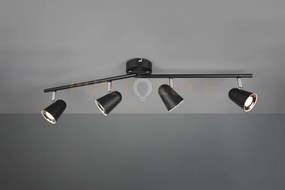 Faretto toulouse 4 spots led nero satinato con bordo cromato r82124132