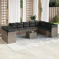 Set Divani da Giardino 11 pz con Cuscini in Polyrattan Grigio 3249709