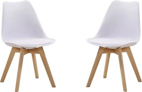 Sedia Kaira bianco con seduta ecopelle e gambe in legno - 2 pezzi