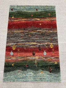 Loribaft Tappeto persiano 90x130 Verde (Iran) Annodato A Mano