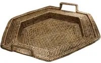 Vassoio Rettangolare 44x50xh7/10 cm con 2 Manici in Rattan Birman