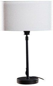 Lampada da Tavolo Nera con Paralume in Lino Bianco Ovale 35cm - Parte