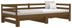 Dormeuse Estraibile Miele 2x(90x190) cm Legno Massello di Pino