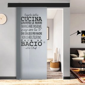 Porta scorrevole Regole Tel. in vetro multicolore, L 96 x H 215 cm, con binario Atelier nero Sinistra