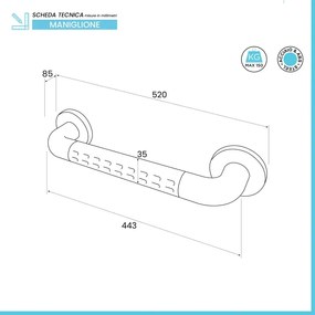 Maniglione di sicurezza per disabili 52 cm bianco con portata massima 150kg