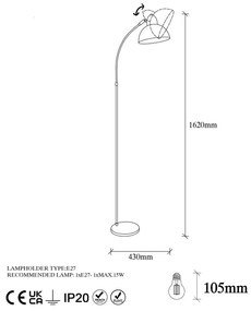 Lampada da terra color ottone con paralume in metallo (altezza totale 162 cm) Varzan – Opviq lights