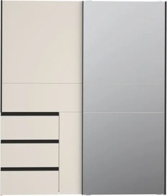 Armadio Guardaroba Scorrevole Con Specchio 170x60x200 Cm 3 Cassetti Winn Sabbia