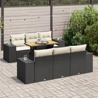 Set Divani da Giardino con Cuscini 7pz Nero Polyrattan 3327332