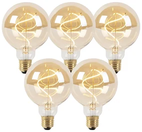 Set di 5 lampadine LED a spirale E27 dimmerabili G95 oro 4W 270lm 2100K