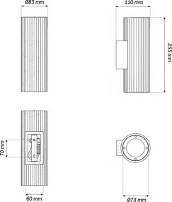 Applique Cilindrica in Cemento Chiaro Rigato GU10 IP65 - NOVILUMIO