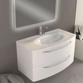Mobile sottolavabo e lavabo Lyla per vasca centrale frassino bianco L 100 x H 55 x P 51 cm