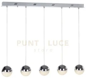 Atomo, lampada a sospensione, cromo rettangolare 5 luci, led 3000k ...