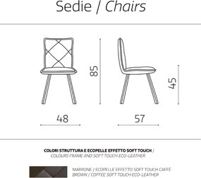 Sedia pranzo Ecopelle Caffč moderno ROLL 2 sedie