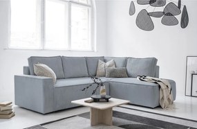 Divano letto angolare in velluto a coste grigio chiaro Brave Dave - Miuform