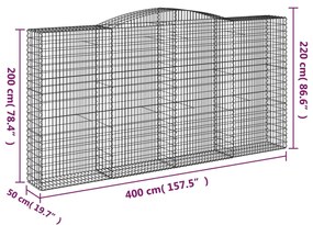 Cesti Gabbioni ad Arco 6 pz 400x50x200/220 cm Ferro Zincato