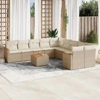 Set Divani da Giardino 11 pz con Cuscini Beige in Polyrattan 3258761