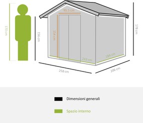 Casetta Box da Giardino in Lamiera Verde 246x192.5x177.5 cm...