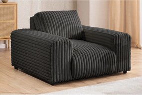 Poltrona grigio scuro con rivestimento in velluto a coste Justin – Ropez