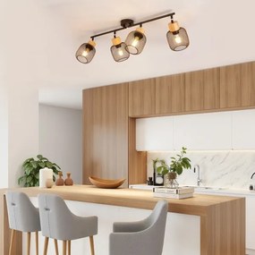 Brilagi - Faretto BASKLITE 4xE27/15W/230V legno di caucciù/nero