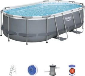 Piscina Power Steel Ovale Con Telaio Portante Cm.427X250X100H. - cm.427x250x100h. - capacità lt.7250 - art.56620