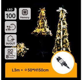 Aigostar - Albero di Natale LED per esterni 100 LED/230V 1,5m IP44 bianco/oro, luce bianca calda