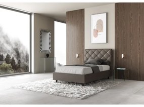 Letto contenitore imbottito 120x190 similpelle cappuccino Priya