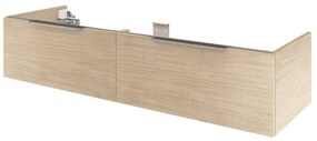 Mobile da bagno sospeso sotto lavabo L 150 x H 32 x P 48 cm  rovere naturale, 2 cassetti Neo, Maniglie acquistabili separatamente