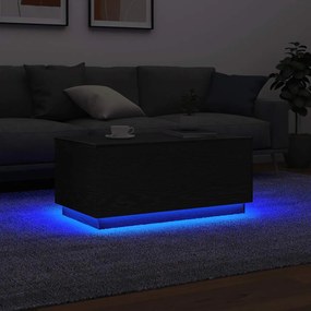 Tavolino Da Soggiorno Con Luci Led Rovere Nero 90x50x40 Cm /
