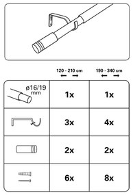 Mantovana estensibile in metallo 190 - 340 cm Válec - Gardinia
