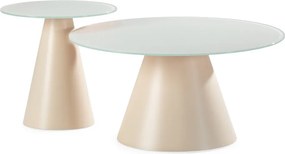 Set di tavolini da salotto rotondi color crema con piano in vetro 2 pz ø 80 cm Vida – MOME