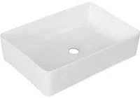 Lavabo d'appoggio rettangolare in ceramica bianca senza troppo pieno cm 55x39