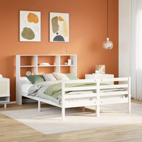 Letto libreria senza materasso bianco 140x200 cm legno di pino