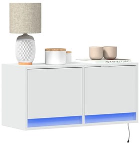 Mobile Tv A Parete Con Luci Led Bianco 80x31x35 Cm /