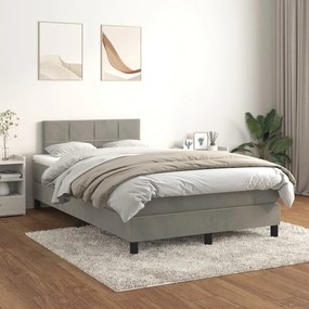 Giroletto A Molle Con Materasso Grigio Chiaro 120x200cm Velluto /