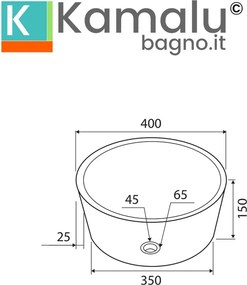 Lavabo bagno design rotondo in marmo nero 40cm |  Litos-TN40 - KAMALU
