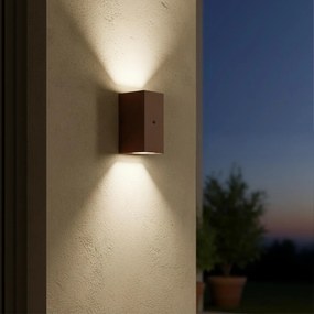 Applique Rettangolare 2xGU10 con Sensore Crepuscolare IP65 - Corten