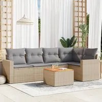 Set Divano da Giardino 6 pz con Cuscini Beige Misto Polyrattan 3256885