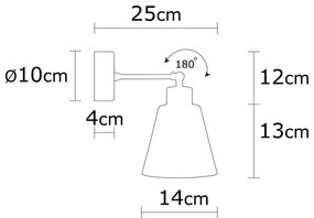 Lampada da parete in rame e colore naturale ø 14 cm Manavgat - Opviq lights